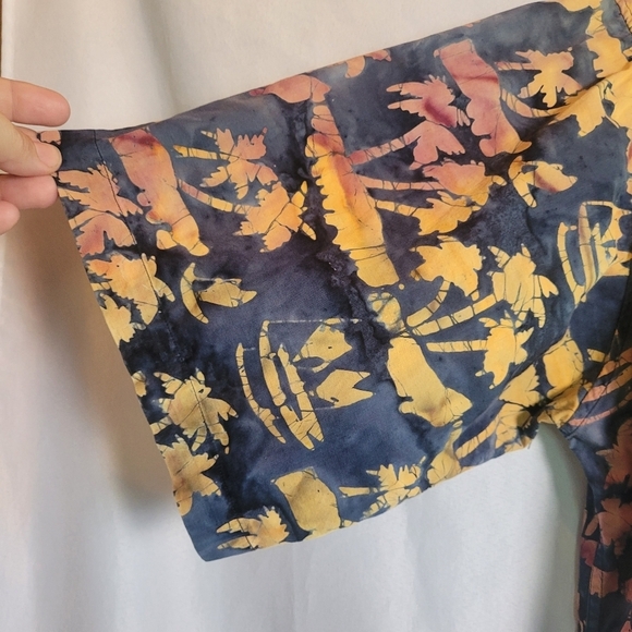 Basic Options Men's Palm Tree Mixed Color Button Up Short Sleeve Shirt Size XLT - Picture 3 of 8